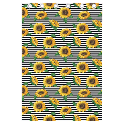 Stripe Sunflower Pattern Print Curtain