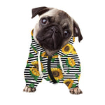 Stripe Sunflower Pattern Print Dog Zip Up Hoodie