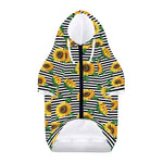 Stripe Sunflower Pattern Print Dog Zip Up Hoodie