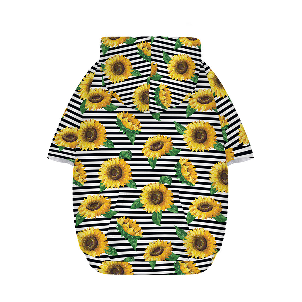 Stripe Sunflower Pattern Print Dog Zip Up Hoodie