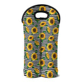 Stripe Sunflower Pattern Print Double Neoprene Wine Tote