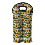 Stripe Sunflower Pattern Print Double Neoprene Wine Tote