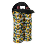 Stripe Sunflower Pattern Print Double Neoprene Wine Tote