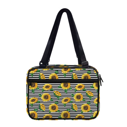 Stripe Sunflower Pattern Print Double Strap Bible Bag
