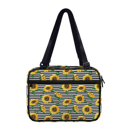 Stripe Sunflower Pattern Print Double Strap Bible Bag