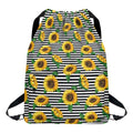 Stripe Sunflower Pattern Print Drawstring Backpack