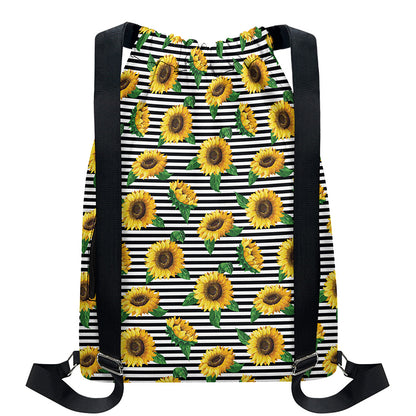 Stripe Sunflower Pattern Print Drawstring Backpack