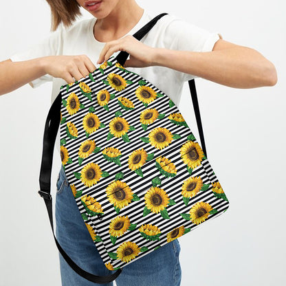 Stripe Sunflower Pattern Print Drawstring Backpack