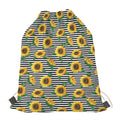 Stripe Sunflower Pattern Print Drawstring Bag