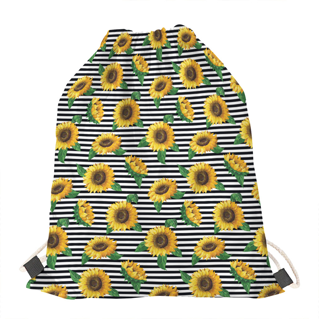Stripe Sunflower Pattern Print Drawstring Bag