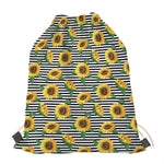 Stripe Sunflower Pattern Print Drawstring Bag