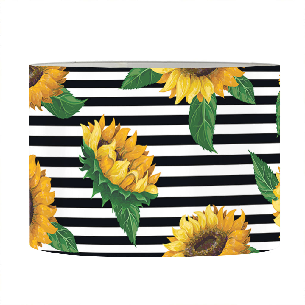 Stripe Sunflower Pattern Print Drum Lamp Shade