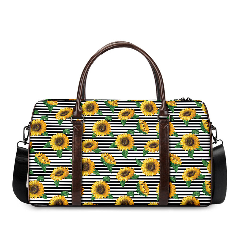 Stripe Sunflower Pattern Print Duffle Bag