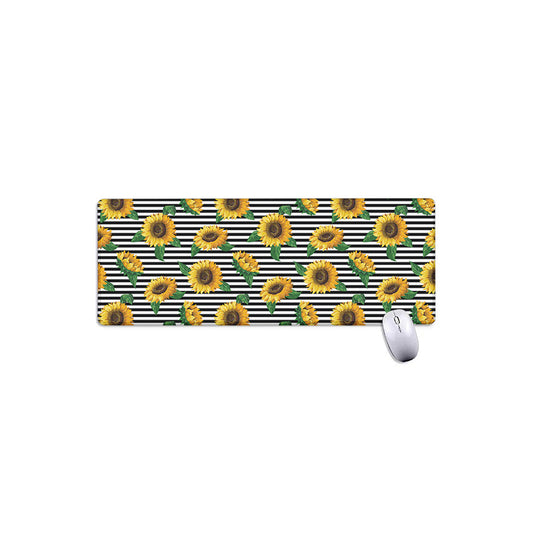 Stripe Sunflower Pattern Print Extended Mouse Pad