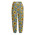 Stripe Sunflower Pattern Print Fleece Lined Knit Pants