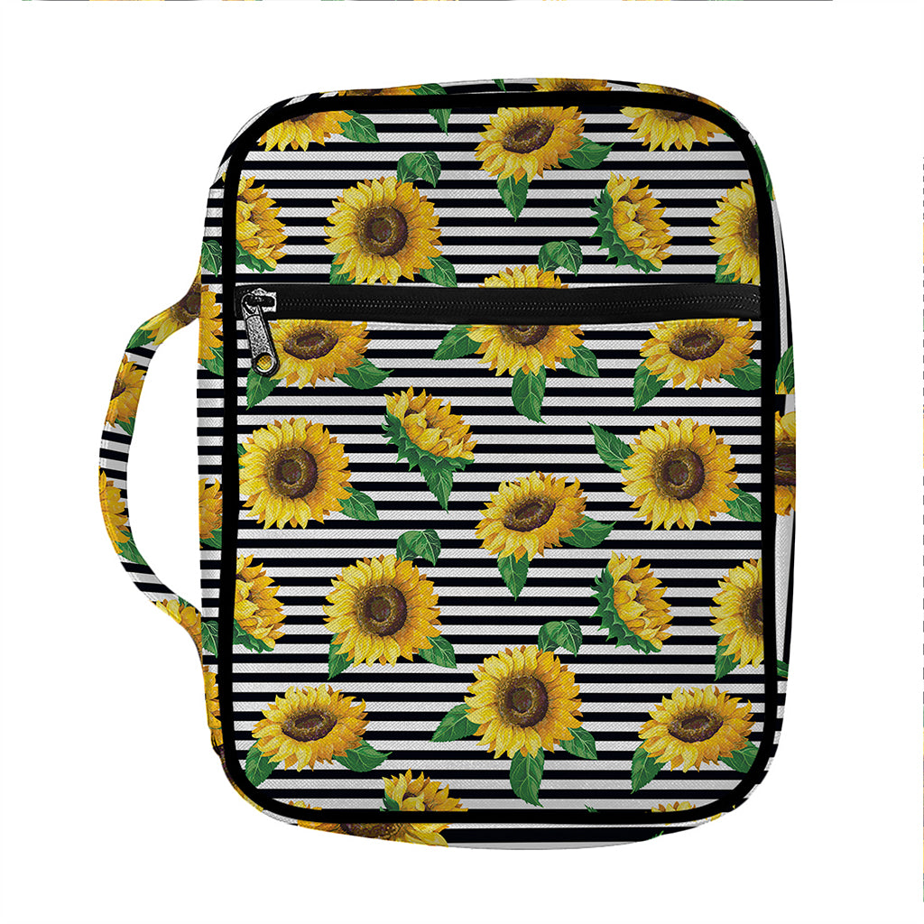 Stripe Sunflower Pattern Print Front Pocket Bible Bag