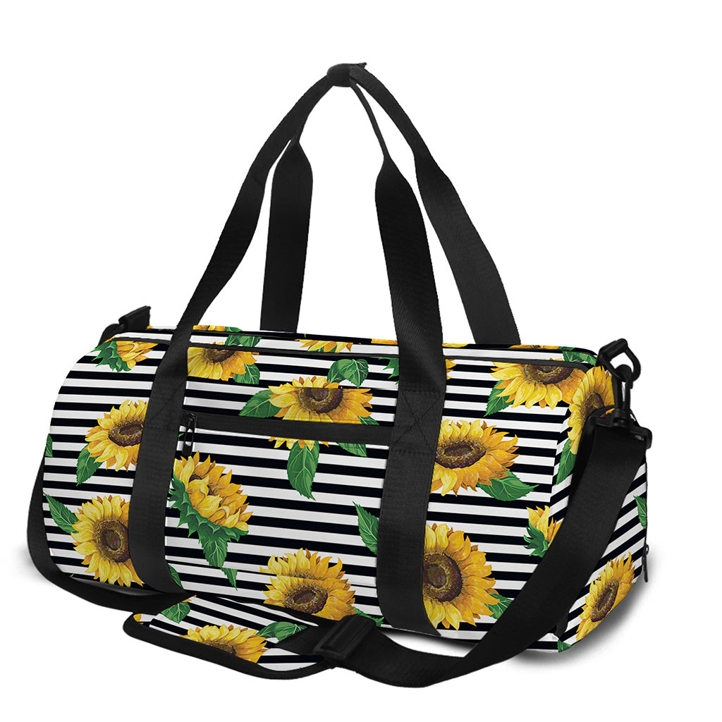 Stripe Sunflower Pattern Print Gym Bag