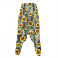 Stripe Sunflower Pattern Print Hammer Pants