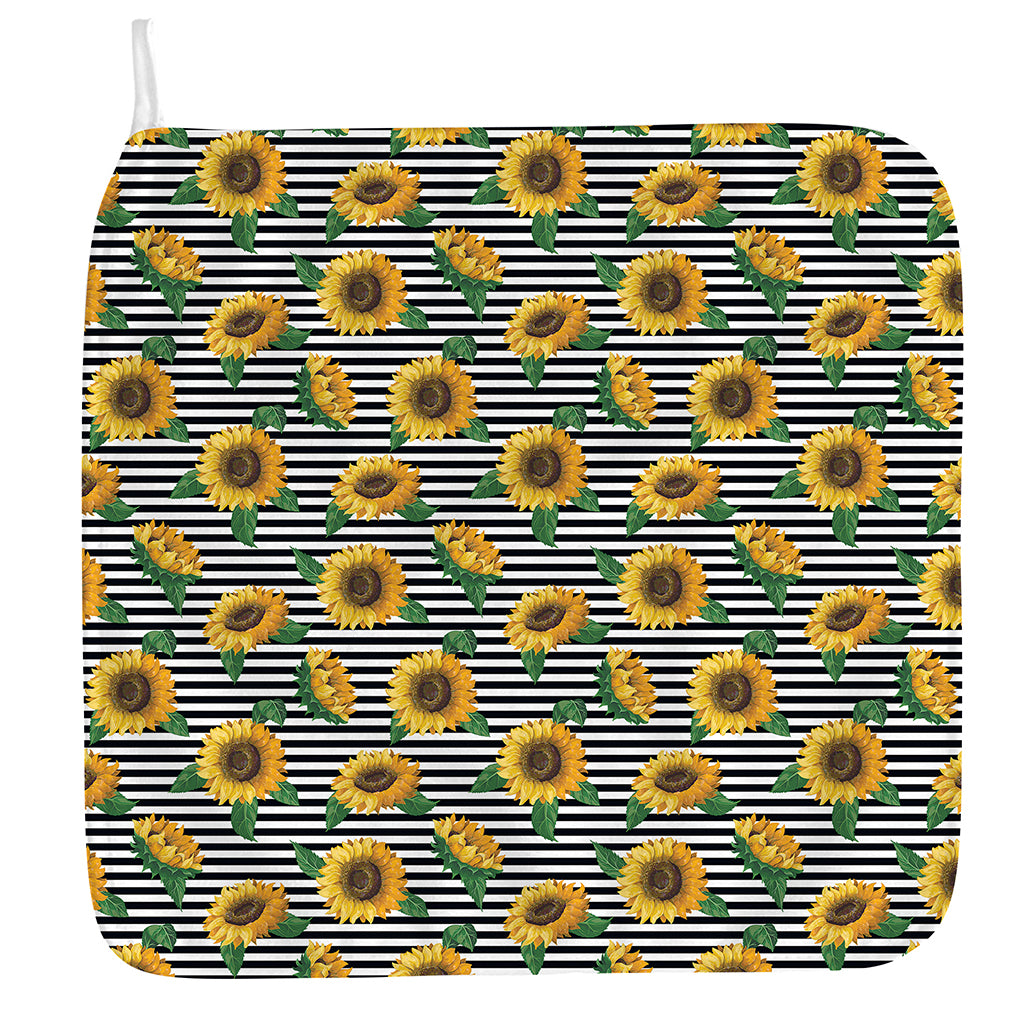 Stripe Sunflower Pattern Print Hand Towel