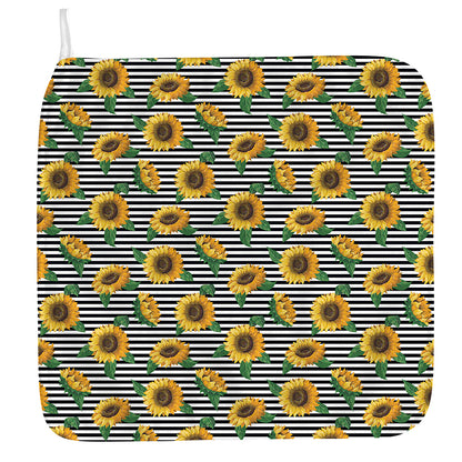 Stripe Sunflower Pattern Print Hand Towel