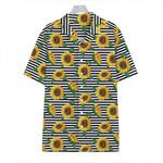 Stripe Sunflower Pattern Print Hawaiian Shirt