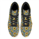 Stripe Sunflower Pattern Print High Top Leather Sneakers