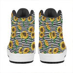 Stripe Sunflower Pattern Print High Top Leather Sneakers