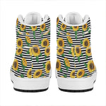 Stripe Sunflower Pattern Print High Top Leather Sneakers