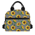 Stripe Sunflower Pattern Print Insulated Lunch Bag