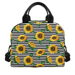 Stripe Sunflower Pattern Print Insulated Lunch Bag