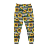 Stripe Sunflower Pattern Print Jogger Pants