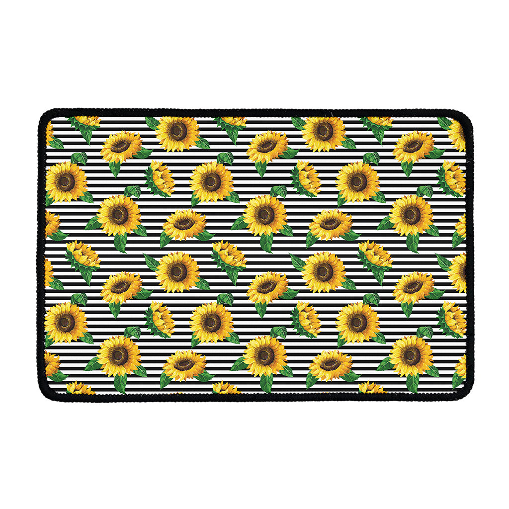 Stripe Sunflower Pattern Print Kitchen Mat