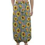 Stripe Sunflower Pattern Print Lantern Pants