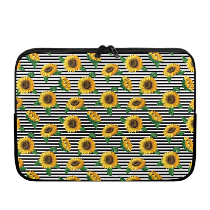 Stripe Sunflower Pattern Print Laptop Sleeve