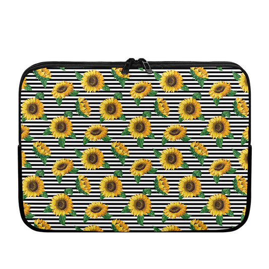 Stripe Sunflower Pattern Print Laptop Sleeve