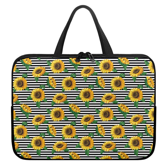 Stripe Sunflower Pattern Print Laptop Sleeve With Handle
