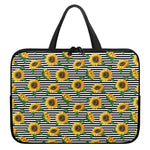 Stripe Sunflower Pattern Print Laptop Sleeve With Handle