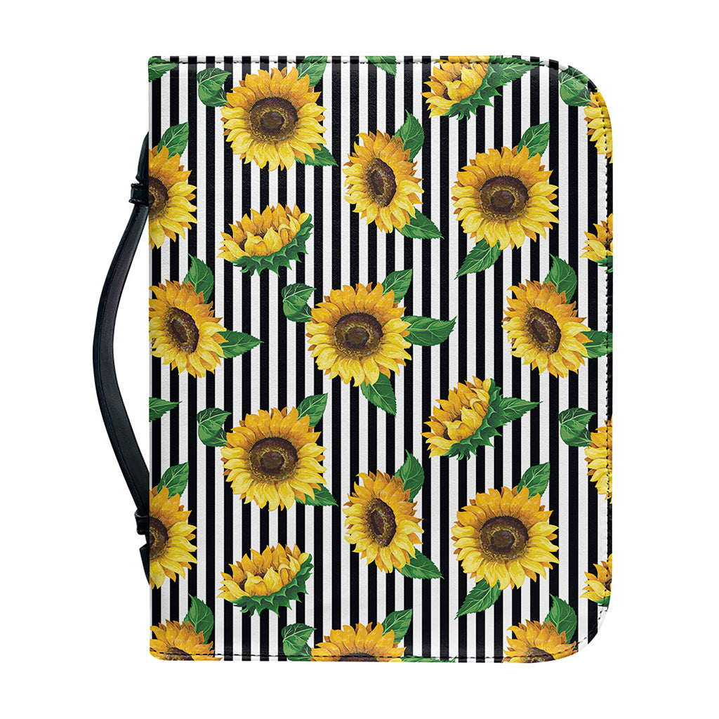 Stripe Sunflower Pattern Print Leather Bible Cover