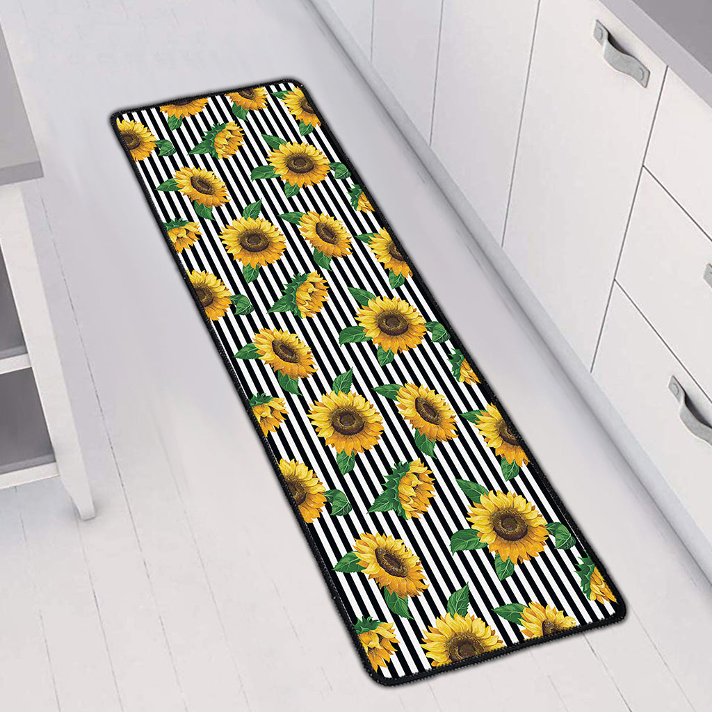 Stripe Sunflower Pattern Print Long Kitchen Mat