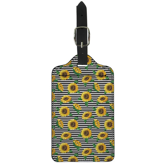Stripe Sunflower Pattern Print Luggage Tag