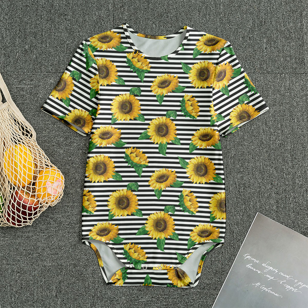 Stripe Sunflower Pattern Print Men's Bodysuit