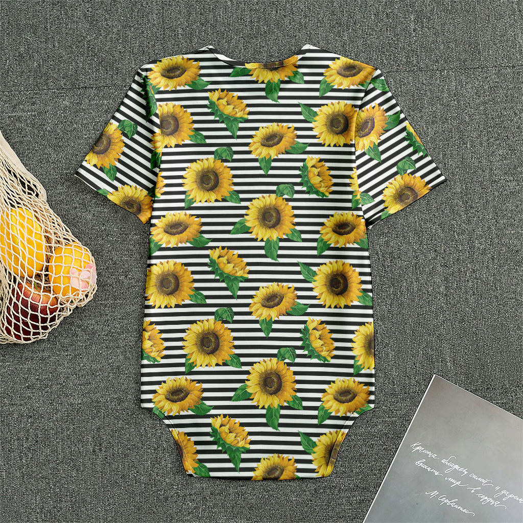 Stripe Sunflower Pattern Print Men's Bodysuit