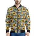 Stripe Sunflower Pattern Print Men's Bomber Jacket