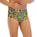 Stripe Sunflower Pattern Print Men's Briefs