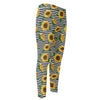 Stripe Sunflower Pattern Print Men's Compression Pants