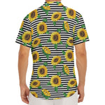 Stripe Sunflower Pattern Print Men's Deep V-Neck Shirt