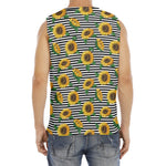 Stripe Sunflower Pattern Print Men's Fitness Tank Top