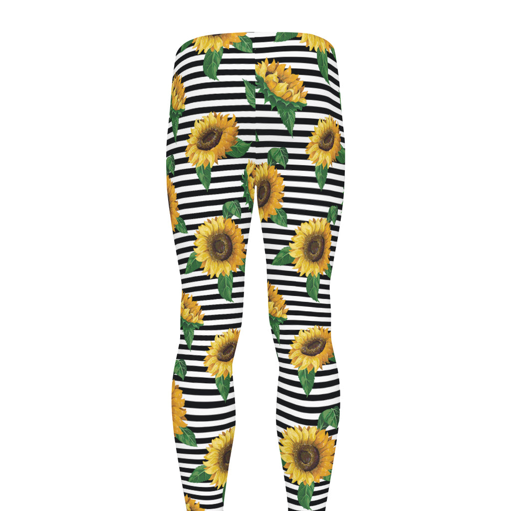 Stripe Sunflower Pattern Print Men's leggings