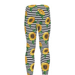 Stripe Sunflower Pattern Print Men's leggings
