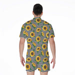Stripe Sunflower Pattern Print Men's Rompers